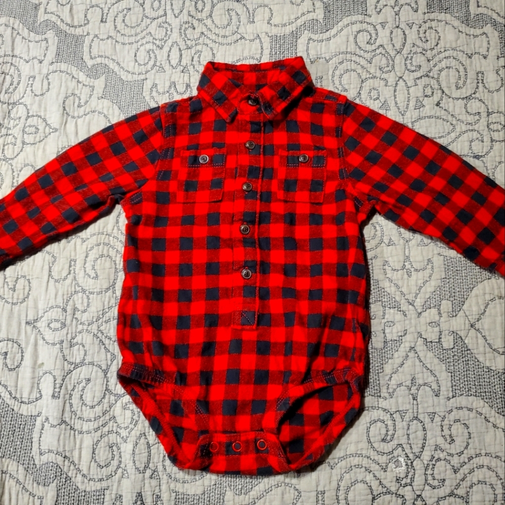 2T Flannel Long Sleeve Plaid Bodysuit